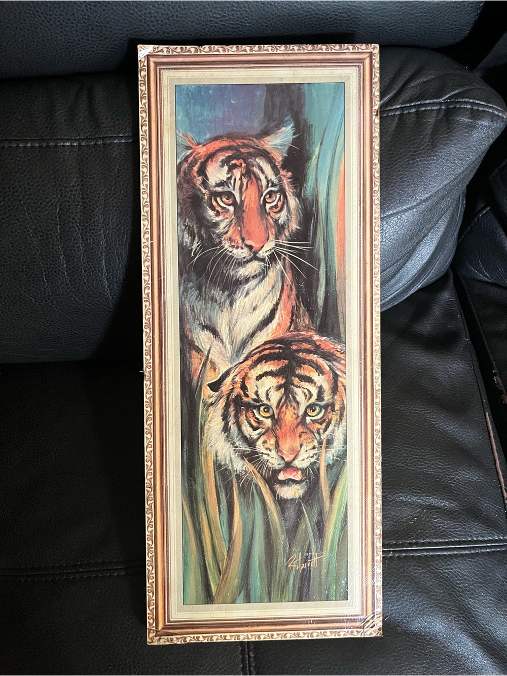 Vintage R. Harnett Tiger Lithograph Wall Art